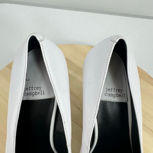 Jeffrey Campbell Women's Shoes Natalya Square Toe Pumps Size 10 White Minimalist - Picture 11 of 13